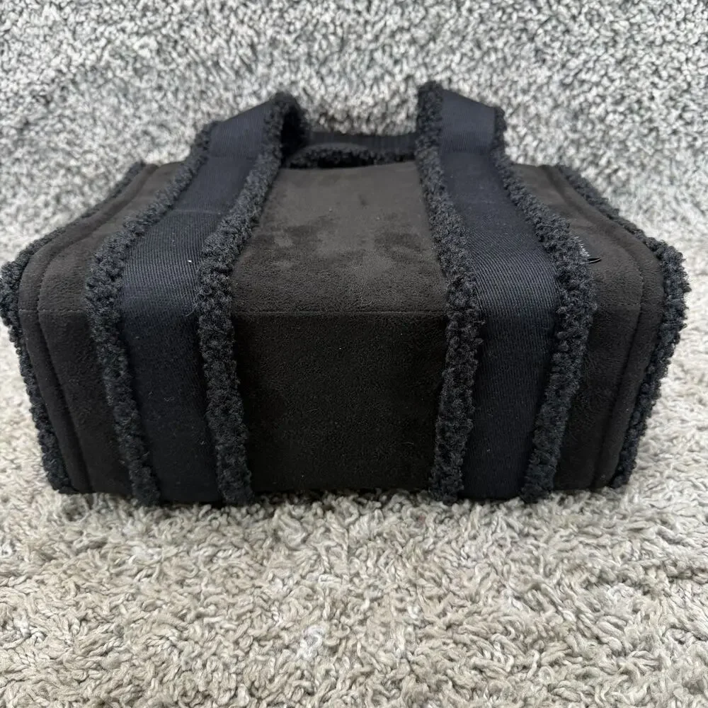 lululemon Boxy Mini Tote Bag 4.5L Black Faux Shearling Trim Handbag Purse New